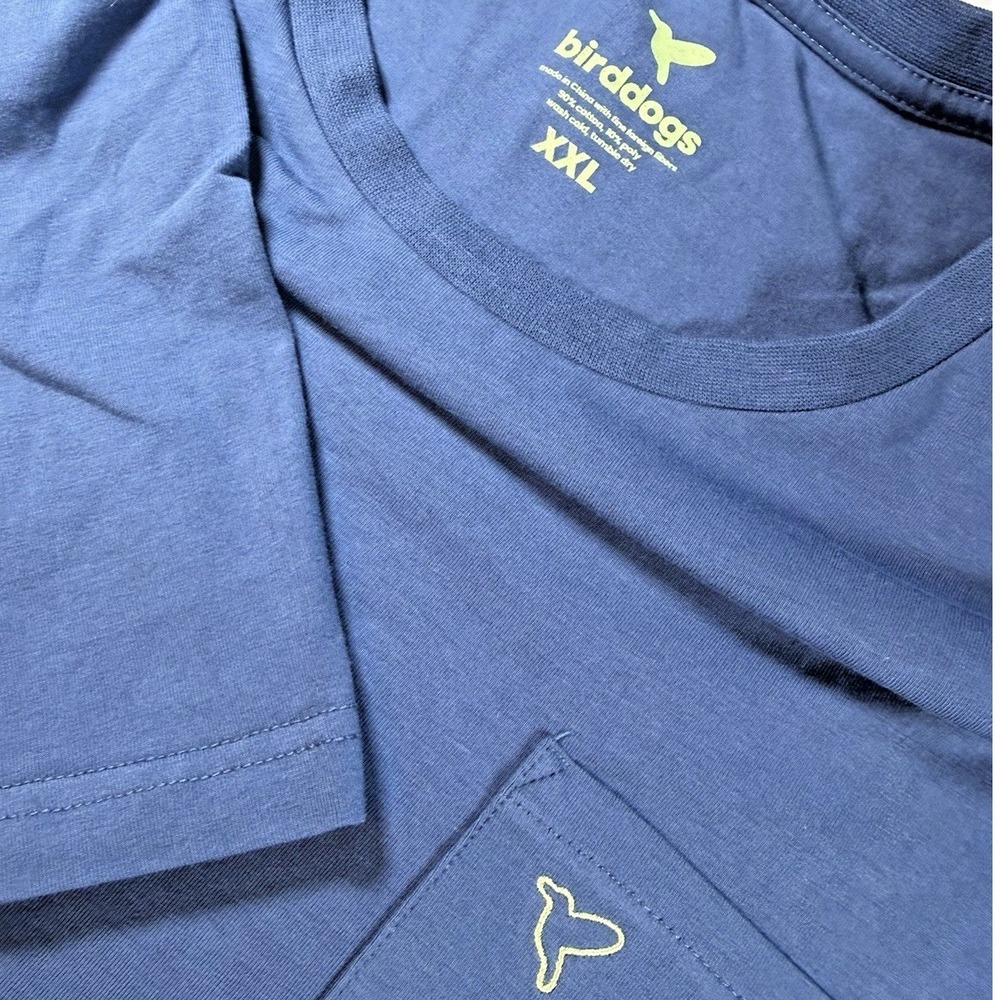 Birddogs Pocket T-Shirt Mens XXL‎ Blue Short Sleeve Logo Crew Neck EUC